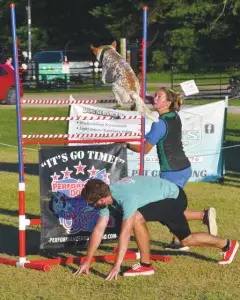 Performance Dogs of Ohio showcasing stunt at Adams County Fair in Ohio